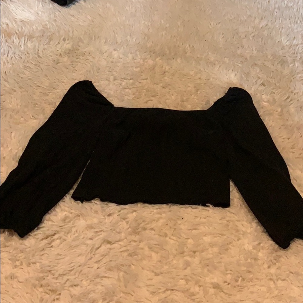 Black cropped off the shoulder blouse